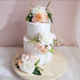 Set of 3 Wedding Cake Toppers White Peach